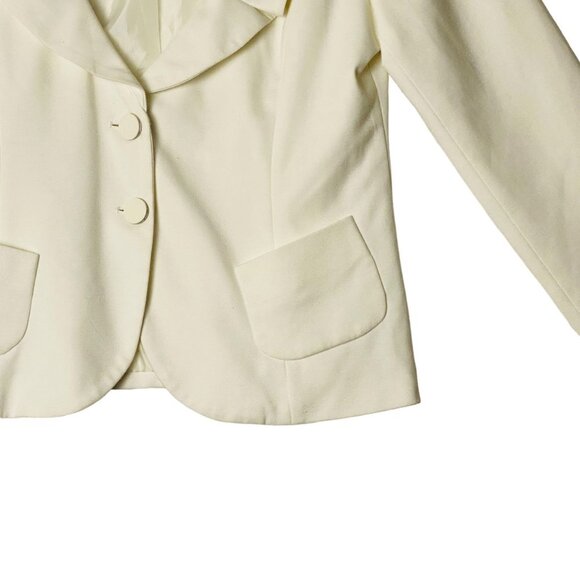 Sandro Blazer Women Size Medium Ivory Viscose Blend 2 Button Lined Scoop Neck - Picture 3 of 9